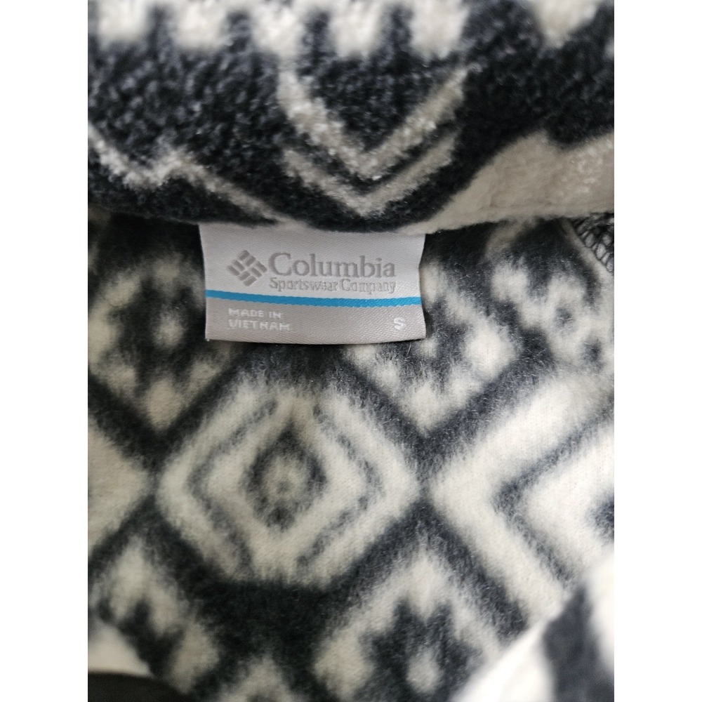 Columbia Women's Small Benton Springs Printed Full Zip Fleece Jacket Black White - Picture 4 of 6